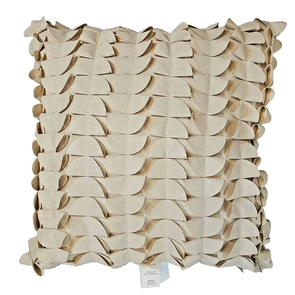 THRO by Mario Lorenz Pleated Half Circle Scalloped‎ Decorative Pillow Tan 17x17